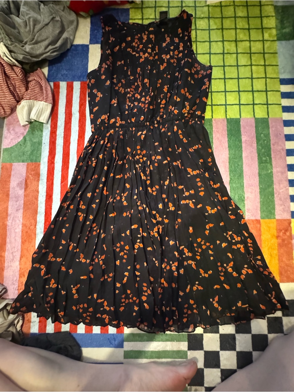 Ann Taylor Black Dress with Orange Floral Pattern